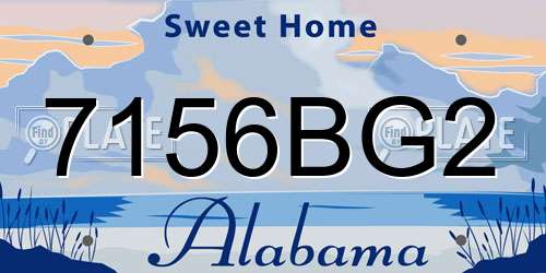 7156BG2 Alabama License Plate