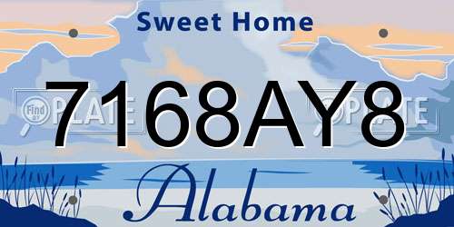 7168AY8 Alabama License Plate