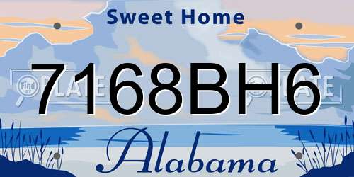 7168BH6 Alabama License Plate