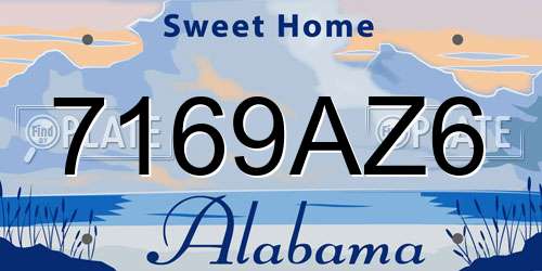 7169AZ6 Alabama License Plate