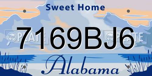 7169BJ6 Alabama License Plate