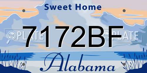 7172BF Alabama License Plate