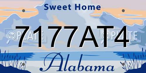 7177AT4 Alabama License Plate