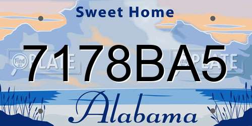 7178BA5 Alabama License Plate