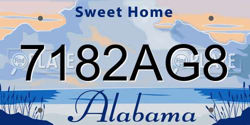 7182AG8 Alabama License Plate