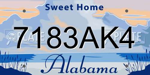 7183AK4 Alabama License Plate