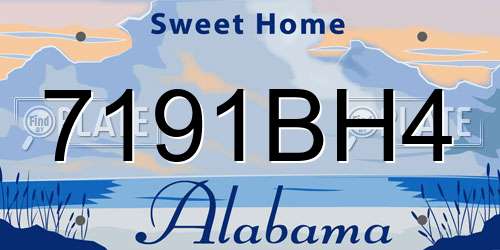 7191BH4 Alabama License Plate