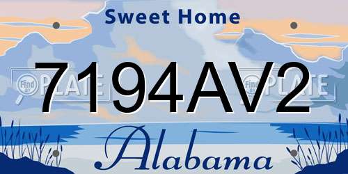 7194AV2 Alabama License Plate