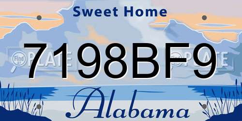7198BF9 Alabama License Plate