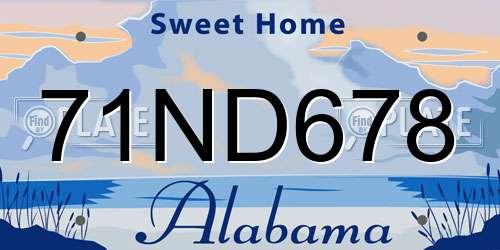 71ND678 Alabama License Plate