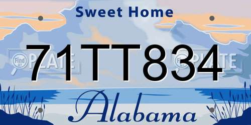 71TT834 Alabama License Plate