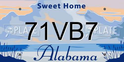 71VB7 Alabama License Plate