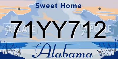 71YY712 Alabama License Plate