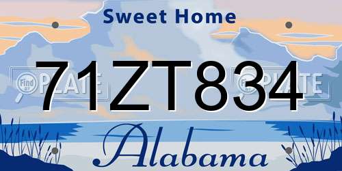 71ZT834 Alabama License Plate