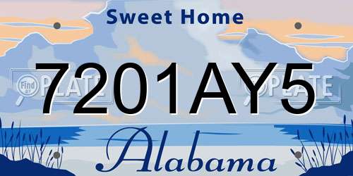 7201AY5 Alabama License Plate