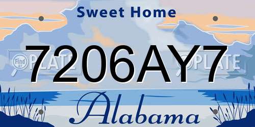 7206AY7 Alabama License Plate