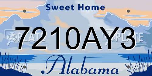 7210AY3 Alabama License Plate