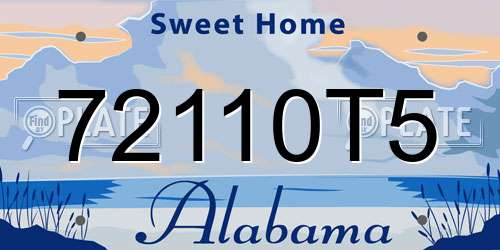 72110T5 Alabama License Plate