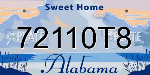 72110T8 Alabama License Plate