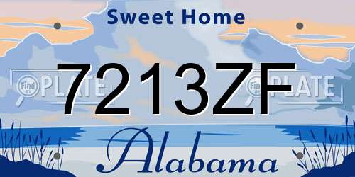 7213ZF Alabama License Plate