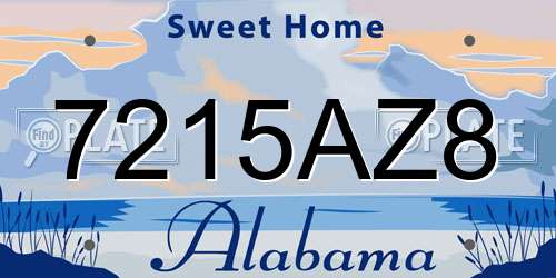 7215AZ8 Alabama License Plate