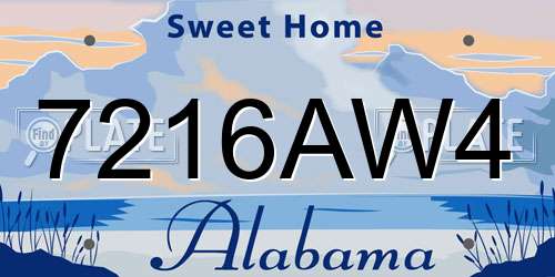 7216AW4 Alabama License Plate