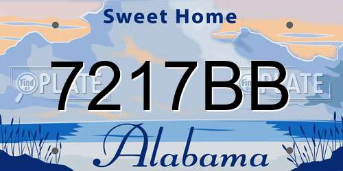 7217BB Alabama License Plate