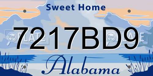 7217BD9 Alabama License Plate