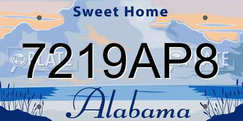 7219AP8 Alabama License Plate