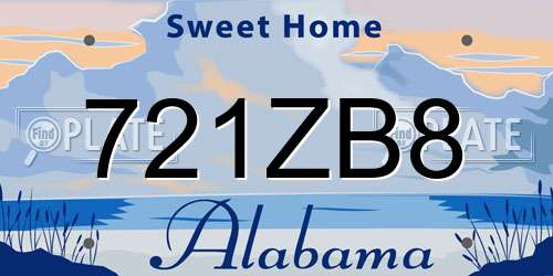 721ZB8 Alabama License Plate