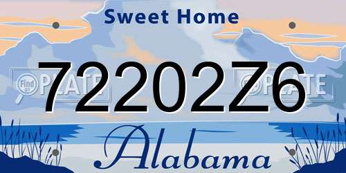 72202Z6 Alabama License Plate