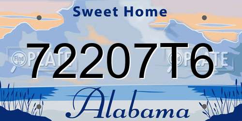 72207T6 Alabama License Plate