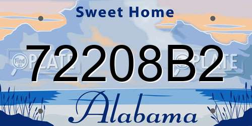 72208B2 Alabama License Plate