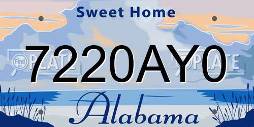 7220AY0 Alabama License Plate