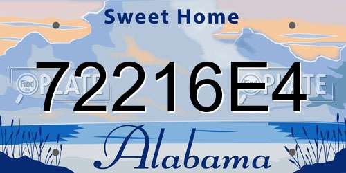 72216E4 Alabama License Plate