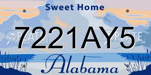 7221AY5 Alabama License Plate