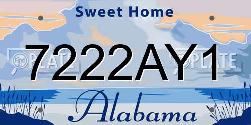 7222AY1 Alabama License Plate