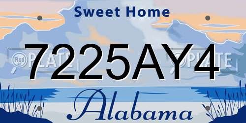 7225AY4 Alabama License Plate