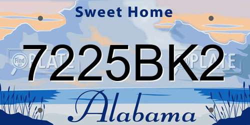 7225BK2 Alabama License Plate