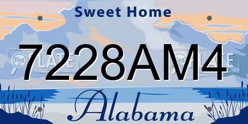 7228AM4 Alabama License Plate