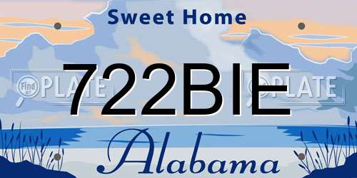 722BIE Alabama License Plate