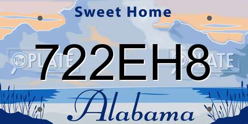 722EH8 Alabama License Plate