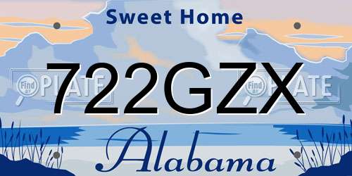 722GZX Alabama License Plate