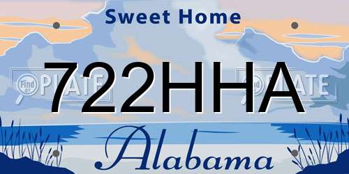 722HHA Alabama License Plate