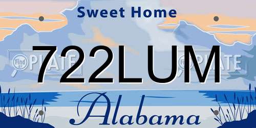 722LUM Alabama License Plate