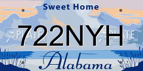 722NYH Alabama License Plate