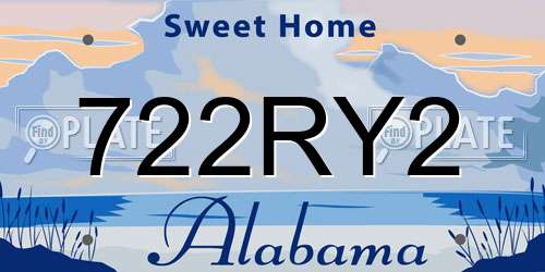 722RY2 Alabama License Plate
