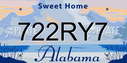 722RY7 Alabama License Plate