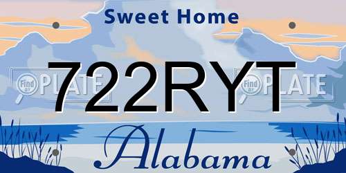 722RYT Alabama License Plate