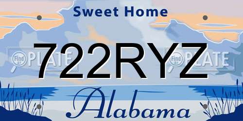 722RYZ Alabama License Plate